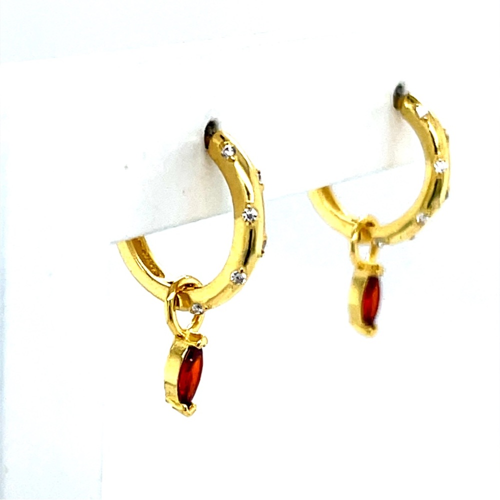 925 Sterling Silver & 18K Gold-Plated Hoop Earrings with Dangling Gem